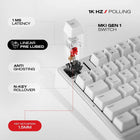 Cybeart Akula 99 Full Size Tri-Mode Wireless RGB Gaming Keyboard - White-8000 mAh battery delivers 400 hours with RGB lights off and 32 hours with RGB lights on.