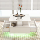 HOMCOM Modern Coffee Table with LED Lights - High Gloss White-Tabletop with rounded corners for a safer design