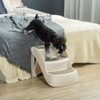 PawHut Foldable 3-Step Pet Stairs with Non-slip Treads - Cream-Lightweight and stable design, making it easy to carry and move 