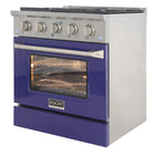 Kucht 30" KNG Series Pro Style Natural Gas Range - Stainless Steel/Blue-High-quality metal control knobs