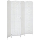 HOMCOM 4 Panels Hand-Woven Freestanding Room Divider for Home Office - White-Great for creating a personal space or dividing up large rooms
