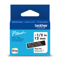 Brother Genuine BTAG335 Label Tape for P-touch Label Makers - White on Black - 12 mm W x 4 m L-Whatever your project, you have our word on it.Trust Brother, Canada’s reliable label maker brand for all your labelling needs.