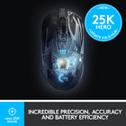 Logitech G903 Lightspeed Wireless Gaming Mouse with HERO 25K sensor - Black-140 Hour LiPo Battery: super-efficient system design results in almost 6X the battery life of previous gen; lasts for up to 140 hours with LIGHTSYNC RGB lighting, and up to 180 hours without