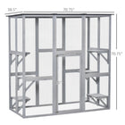 PawHut - Enclos extérieur pour chat avec toit en asphalte, 6 plateformes de saut, 71 po L x 39 po l x 71 po H, gris-Conçu avec 6 grandes plateformes 
