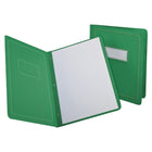 Staples Paper DUO-TANG Report Covers - Green - 10 Pack-Embossed title panel