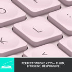 Logitech MX Keys Mini Minimalist Wireless Illuminated Keyboard - USB-C - Rose-Bluetooth connectivity
