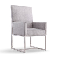 Manhattan Comfort Element 23.74" Modern Velvet Upholstered Dining Chair - Grey-Modern Dining Chair Perfect for Dining and Accent Living Room Use
