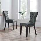 Modway Silhouette Performance Velvet Dining Chairs - Grey - 2 Pack-Dense Foam Padding for Comfort
