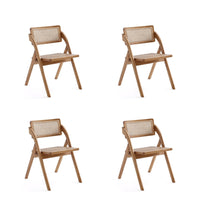 Manhattan Comfort Lambinet 20.87" Industry Chic Dining Folding Chair - Nature - Set of 4-Modern - Industry Chic Cane Folding Dining Chair Perfect for Dining Room Use. Set of 4