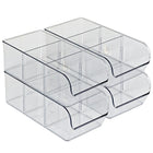 Azar - Petit bac de rangement empilable en plastique - Transparent - Paquet de 4-Ensemble de 4 bacs de rangement empilables