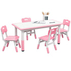 Qaba - Ensemble table et chaises réglables en hauteur pour enfants (5 pièces) - Rose-Ensemble de 5 pièces, comprenant une table et quatre chaises  