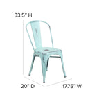 Flash Furniture – Chaise empilable en métal vieilli pour l’intérieur, bleu onirique (ET3534DB)-Le renfort transversal sous le siège offre une stabilité supplémentaire