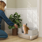 PawHut - boîte à litière XL en acier inoxydable - boîte à litière pour chat à bords hauts avec pelle-Les parois latérales hautes empêchent la litière de s’échapper 