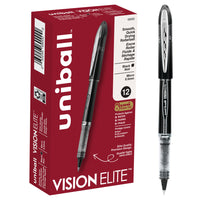 uniball Vision Elite Rollerball Pen - 0.5mm - Black - 12 Pack-Celebrating 25 years of Vision Elite-trusted for smooth, leak-free performance at any altitude