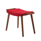 Manhattan Comfort - Geta pouf rembourré tissé en lin de style milieu du siècle 25,2" - rouge et noyer antique-Poignées élégantes sur le cadre du produit pour une mobilité facile