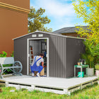 Outsunny - Abri de jardin 9,1' x 6,4' x 6,3' avec kit de fondation en acier, gris-Construit en acier galvanisé avec finition peinte pour une protection contre les intempéries