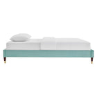 Modway Harlow Performance Velvet Queen Platform Bed Frame - Mint-Wood Slat Support System