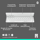 Logitech - Keys-To-Go 2, clavier Bluetooth portable pour tablette avec coque intégrée - Pale Grey-Rangée complète de touches de raccourci: ce clavier pour tablette offre un accès en une touche au réglage du volume et des commandes multimédia, des niveaux de luminosité de l'écran et bien plus encore, pour un confort accru à portée de main