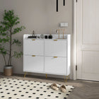 HOMCOM Slim Shoe Storage Cabinet with 4 Flip Drawers & Adjustable Shelves - White-Four back vents to bring air inside