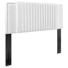 Modway - Zahra Lit plateforme Queen en velours haute performance avec capitonnage vertical et pieds en bois et Manchons en métal doré - Blanc-Poutre centrale renforcée