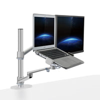 ShoppingAll - Support convertible 2-en-1 pour écran et ordinateur portable - Argent-Peut accueillir un écran 15"-32" et un ordinateur portable 12"-17" OU peut être utilisé pour deux écrans 15"-32". Chaque bras peut supporter jusqu'à 17,6lb/8kg d'ordinateur portable ou d'écran avec des trous de montage VESA de 75mm x75mm ou 100mm x 100mm.