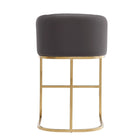 Manhattan Comfort Louvre 20" Mid-Century Modern Faux Leather Upholstered Counter Stool - Grey and Titanium Gold - 2 Pack-21" L x 21" W x 36" H