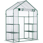 Outsunny 3-Tier Mini Greenhouse with 4 Shelves - Roll-Up Door & Weatherized Cover - Clear- A great solution to extend your growing season and shield plants from extreme outdoor temperatures
 