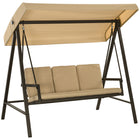 Outsunny - chaise balançoire de patio 3 places avec auvent réglable, coussins amovibles et cadre en acier-Cadre en acier solide avec revêtement en poudre supportant 794 lb (360 kg), pouvant accueillir trois adultes
