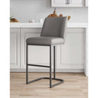 Manhattan Comfort - Serena tabouret de bar moderne 45 cm en similicuir gris rembourré-Cadre en métal avec finition noire mate