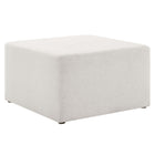 Modway - Callum Gros tissu carré tissé en bruyère de 28" Rembourré Ottoman - Ivoire à tissage de bruyère-Tissu tissé en bruyère tissé