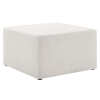 Modway - Callum Gros tissu carré tissé en bruyère de 28" Rembourré Ottoman - Ivoire à tissage de bruyère-Tissu tissé en bruyère tissé