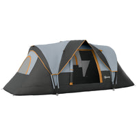Outsunny 5-6 Person Outdoor Camping Tent with Lighting Hook, Carrying Bag - Grey/Black-Its top cover resist water, UV