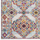 Modway Entourage Khalida Distressed Floral Lattice Area Rug - 8 ft W x 10 ft L - Ivory Blue Orange Yellow Red-100% Frise Polypropylene