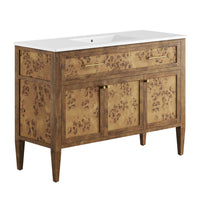 Modway Elysian 48" Wood Single Sink Bathroom Vanity - White/Brown-Modern Bathroom Vanity