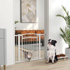 PawHut Dog Gate with Cat Door with 2 Extension Kits - 30"-41" W x 30" H-Adjustable width from 29.9" to 40.9" (76-104 cm) fits various spaces