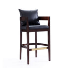 Manhattan Comfort - Ritz tabouret de bar moderne du milieu du siècle de 22 po en similicuir noir et noyer foncé, lot de 2-Revêtement en similicuir avec rembourrage en mousse