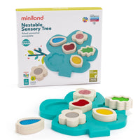 Miniland - Apprendre en ressentant : l'arbre sensoriel emboîtable-Un jeu qui favorise la stimulation sensorielle précoce, la coordination œil-main, la vision spatiale et la logique