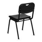 Flash Furniture HERCULES Series Black Plastic Stack Chair with Open Back & Black Frame - 5 Pack-Ergonomically Contoured Design with Black Plastic Back and Seat