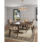 Manhattan Comfort Grand 22.5" Traditional Faux Leather and Velvet Upholstered Dining Armchair - Tan - Set of 2-Frame Made of Solid Beech Wood with Rich Walnut Finish