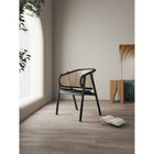 Manhattan Comfort Versailles 23.62" Industry Chic Arm Chair - Black and Natural Cane - 2 Pack-Fine Natural Cane Made from Authentic Wooden Rattan