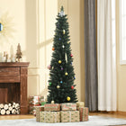 HOMCOM 6' Pencil Artificial Christmas Tree - Green-Pencil shape tree is unique and fresh 