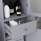 Kleankin Slim Bathroom Storage Cabinet with Adjustable Shelves and Drawer - Grey-The zinc alloy handle is both beautiful and stable  