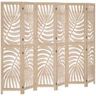 HOMCOM 6 Panel Palm Leaf Design Freestanding Room Divider for Home Office Bedroom - Natural Wood Finish-Detachable top and bottom form two independent dividers 
