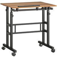HOMCOM 27.6" Stand Up Desk with Tilting Desktop - Brown-Adjusts from 27.8"-47.2", easily switching from sitting to standing
