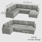 HOMCOM - Canapé-lit gigogne en forme de U avec rangement pour chaise longue - gris-Mousse épaisse à haute densité pour un confort optimal 