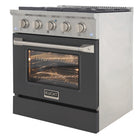 Kucht 30" KNG Series Pro Style Propane Gas Range - Stainless Steel/Cement Grey-Interchangeable oven door available in nine colors