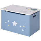 Qaba - Boîte de rangement en bois pour jouets pour enfants avec barre de maintien à gaz, banc d’assise - bleu-Fabriqué en panneau MDF durable, à la fois adapté aux enfants et respectueux de l'environnement  
