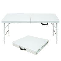 Homy Casa 4 ft Portable Folding Table with 4 adjustable Heights Indoor & Outdoor for Camping - White-The 4 ft size fits camping, picnics, and parties