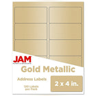 JAM Paper Mailing Address Labels, 2" x 4", Gold Metallic, 120 Pack (40732538)-Mailing address labels