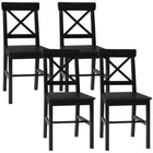 HOMCOM Farmhouse Wood Dining Chairs with Cross Back - Black - Set of 4-Packaged in a set of four for dinner, conversation, and more